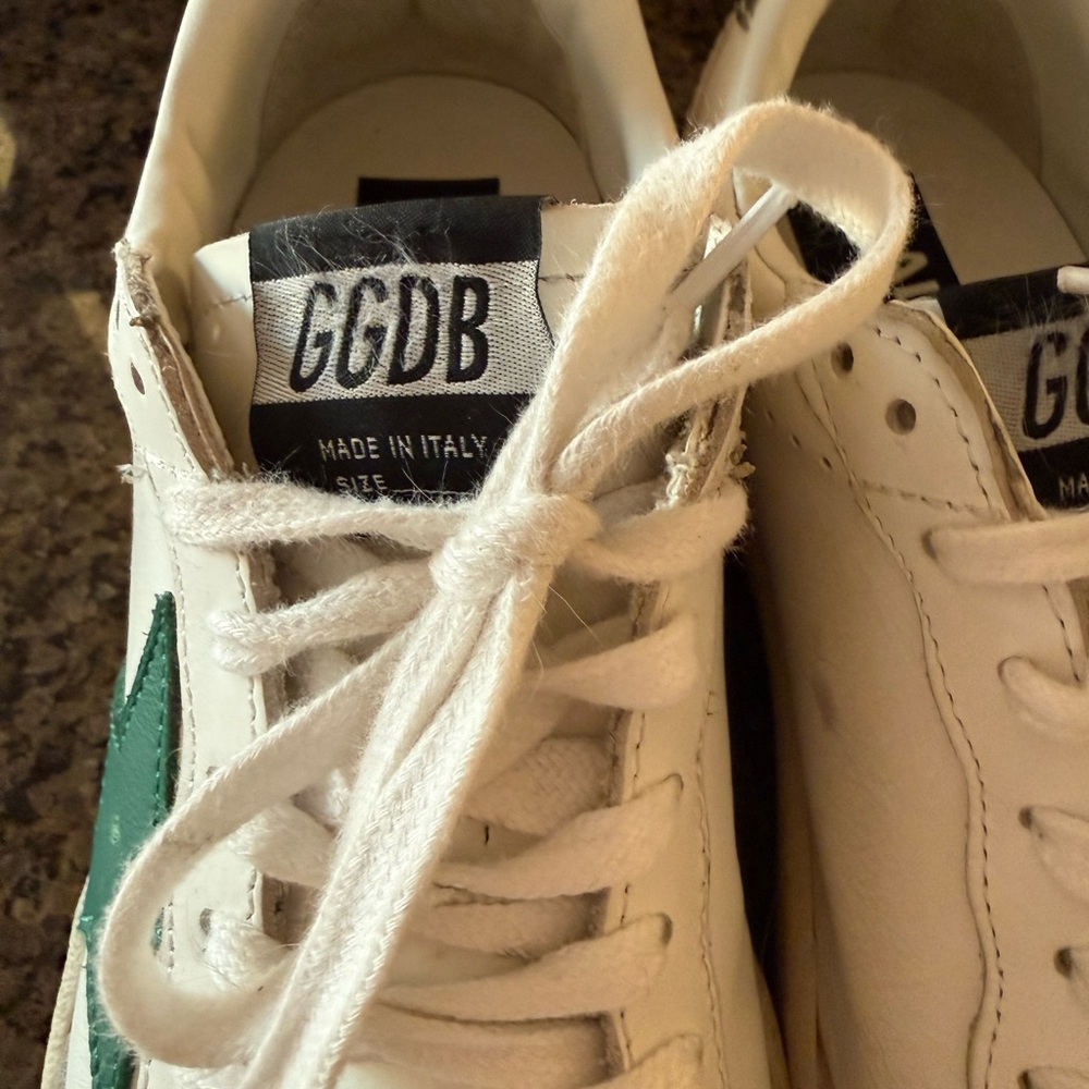 Golden Goose White and Green Star Sneakers - Picture 9 of 9
